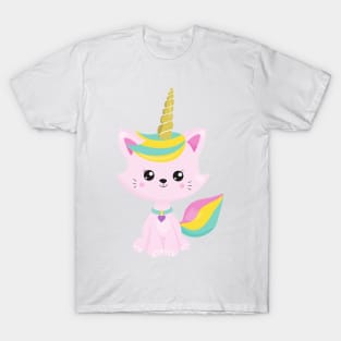 Unicorn Cat, Cute Cat, Little Cat, Pink Cat, Kitty T-Shirt